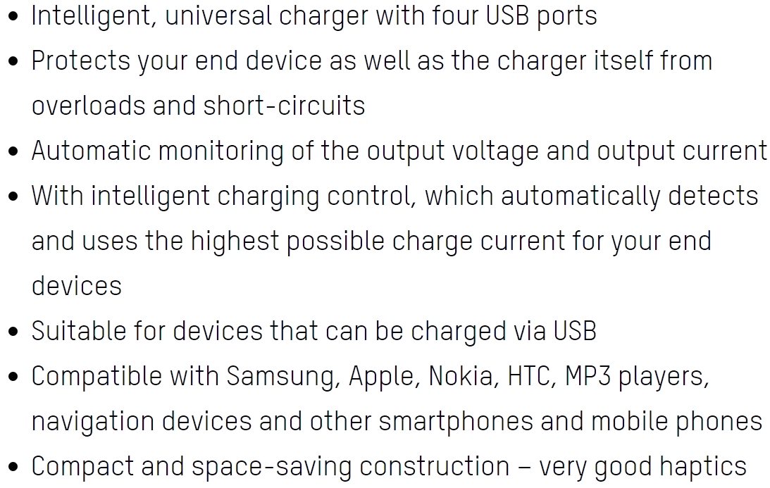 ספק כוח USB 5V ארבע יציאות 6.8A ANSMANN 100-0032